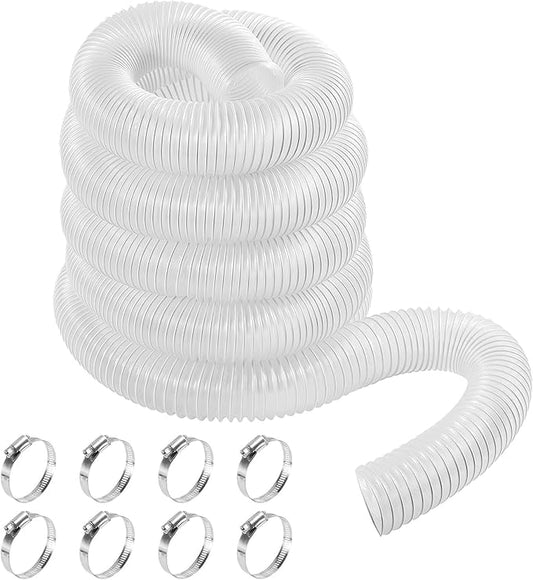 2 1/2" x 30' PVC Dust Collection Hose, Puncture Resistant Fume Collection Hose with 8 Pieces Stainless Steel Clamps, Clear Dust Collector for Woods Debris