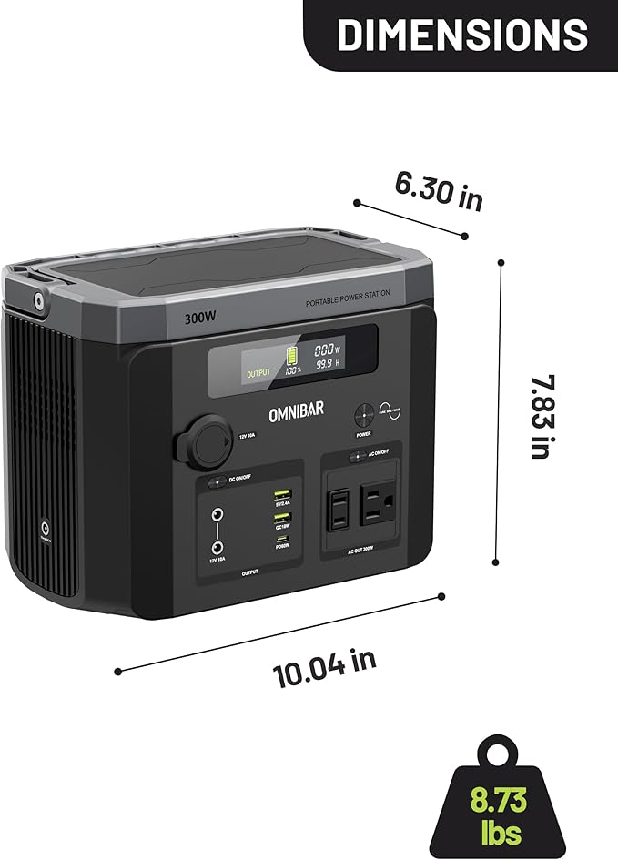 Portable Power Station 300W, 299.5Wh/83200mAh Solar Generator with 120V Pure Sine Wave AC Outlet, Backup Lithium Battery Generator for CPAP Outdoor RV Camping Emergency Home Use