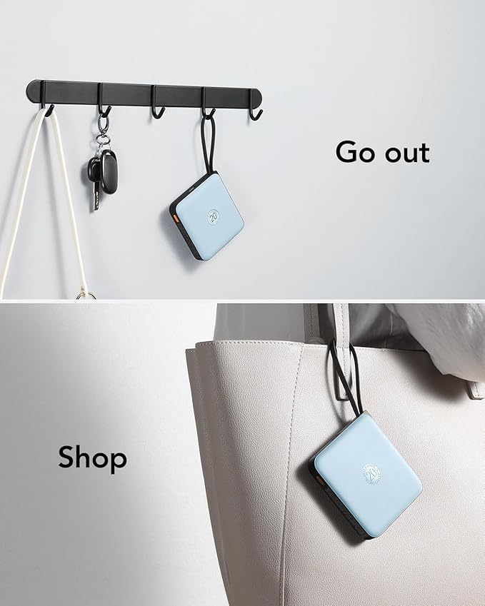 VRURC Portable Charger with Built-in 4 Cables, 20000mAh Battery Pack Charger Portable PD 20W Fast Charging, Power Bank for iPhone 16 15 14 13 12 11 X Samsung Galaxy Series Android Phone,Blue(1Pack)