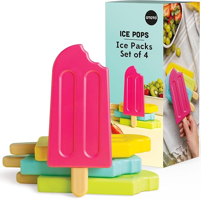 OTOTO New - Ice Pops Popsicle Ice Packs for Lunch Boxes - Funny Gifts, Cute Kitchen Accessories, Cool Kitchen Gadgets, White Elephant Gifts Kitchen Gifts, Reusable Ice Packs for Cooler Cold Packs