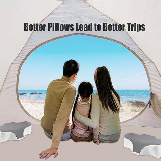 Bespilow Travel Pillow for Sleeping,Cervical Neck Support Pillow for Neck Pain Relief,Lightweight Ergonomic Memory Foam Camping Pillow,Portable Contour Pillows w/Travel Storage Bag,Cooling Cover