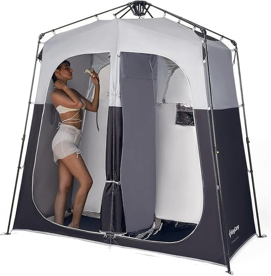 KingCamp Camping Shower Tent, Instant Portable Privacy Shelter, 1/2 Room Large Outdoor Toilet Tent with Floor, Water-Resistant, Windproof & Easy Setup for Beach, Camping & Hiking