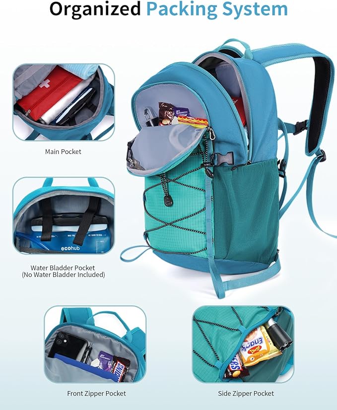 ECOHUB Small Hiking Backpack for Men Women, 20L Lightweight Travel Backpacks Water Resistant Camping Cycling Hiking Daypack