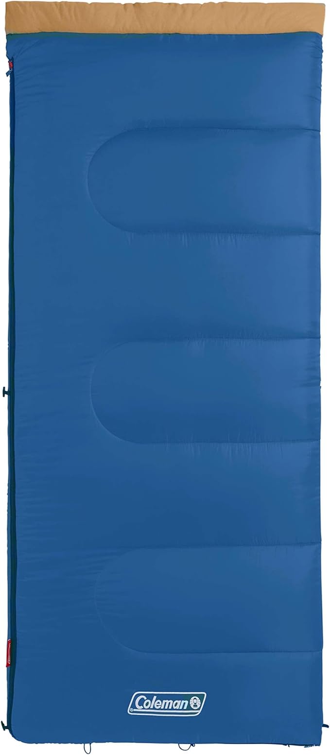 Coleman Brazos 20/30°F Adult Cool-Weather Sleeping Bag with No-Snag Zipper & Stuff Sack, Machine Washable, Great for Camping, Traveling, Guests, & More