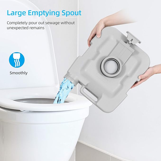 YITAHOME Portable Toilet Travel 5.3 Gallon RV Potty, Detachable Tank, Double Outlet Water Spout, for Camping, Boating, Hiking, Trips, Gray
