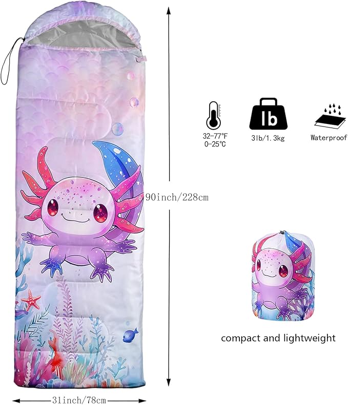 Sea Turtle Sleeping Bag for Kids Boys Girls,Ocean Themed Camping Gear,Waterproof Compact Sleeping Bag for Camping Backpacking Outdoor Hiking.