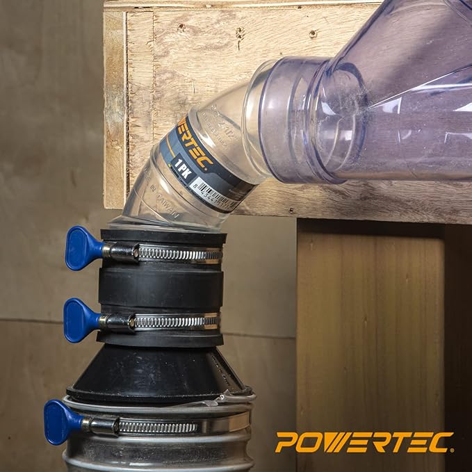 POWERTEC 70337-P6 2-1/2" Dust Control Flex Cuff w/Adjustable Key Hose Clamps, Hose Connector Rubber Cuff Coupler for Woodworking Dust Collection Fittings, Dust Collector Accessories & Machinery, 6 PK