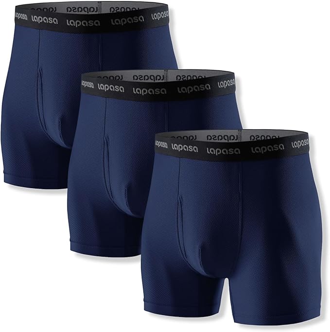 LAPASA Men's Quick Dry Travel Underwear, Terraversal Series Mesh Breathable Trunks/Boxer Briefs/Boxers (2 & 3 Packs)