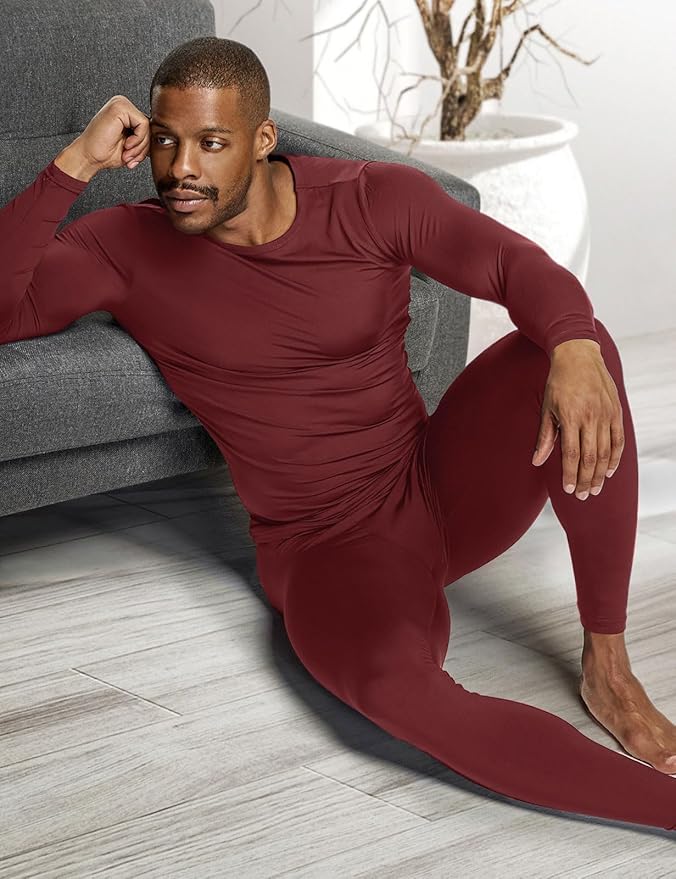 TSLA Men's Thermal Underwear Set, Microfiber Soft Fleece Lined Long Johns, Winter Warm Base Layer Top & Bottom