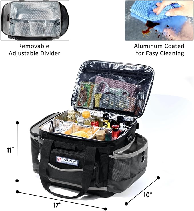 Large Grill Caddy with Lid with Adjustable Dividers, BBQ Outdoor Organizer Bag, Picnic Camping Utensil Caddy, Tailgating Essentials, Grill Gifts for Father's Day