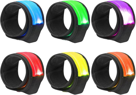 Dilabnba 6PCS Led Light Up Slap Wristband for Running Night Safety, Glow in The Dark Slap Bracelets Arm Band Reflective Strips for Cycling Walking Concert Camping Party