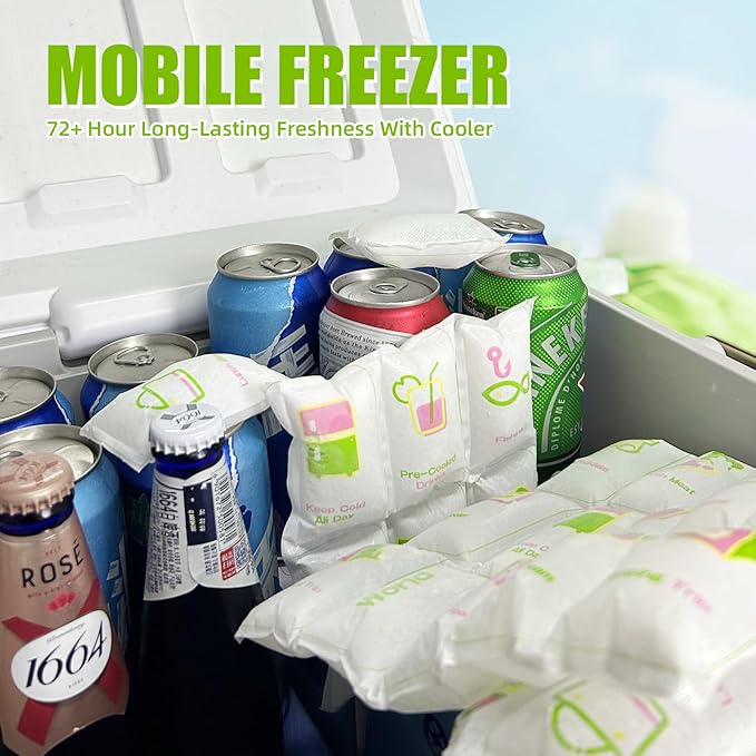 WORLD-BIO Dry Ice Packs for Shipping & Coolers, Shipping Ice Sheets for Coolers Reusable, Long Lasting Dry Ice for Shipping Food, Keep Food Drink Cold,17'' X 9.3'' 96 Cells