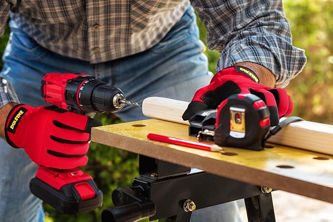 DULFINE High Performance Work Gloves For Men(12 Pairs Pack), High Dexterity Touch Screen For Multipurpose,Excellent Grip (Large)