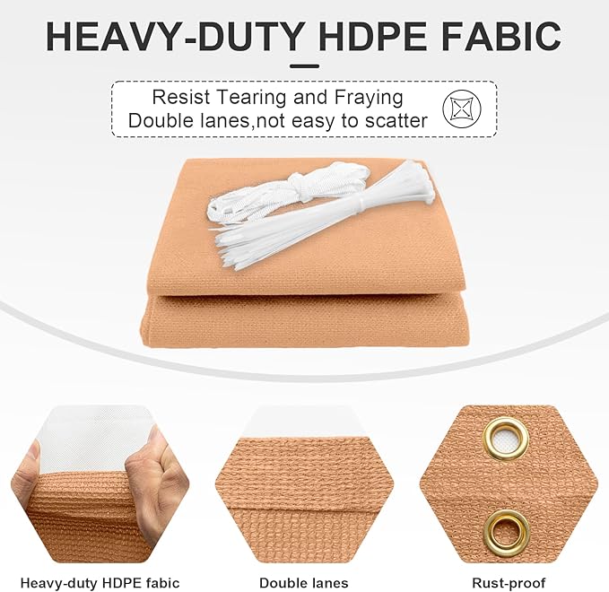 Cool Area Sun Shade Cloth with Grommets 4×22 FT Shade Panel Shade Tarp Screen Fabic for Outdoor Patio Pergola Cover Deck Garden, Peach Fuzz (Customized)