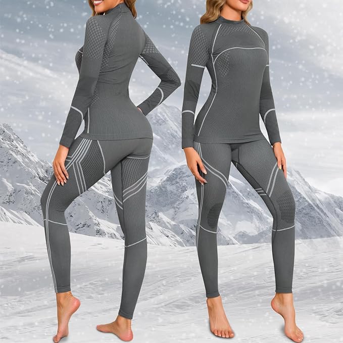Yousify Womens Thermal Underwear Ski Breathable Warm Base Layer Winter Long Johns Top Bottom Sets for Cold Weather