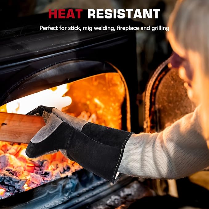 ARCCAPTAIN Welding Gloves 932℉ Heat/Fire Resistant 16 inches Gloves for Stick, Mig, Forge, BBQ, Grill, Fireplace, Baking, Stove Working Protection