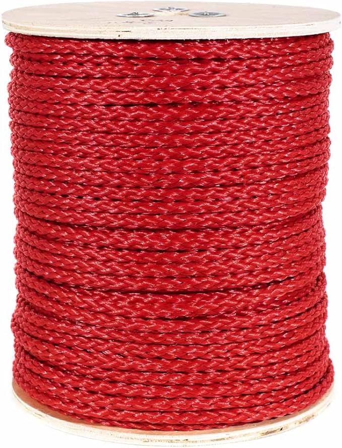 Hollow Braid Polypropylene Rope (3/8 Inch, 500 Feet, Red) - Barrier Rope - Trail Marking, Crowd Control, Golf Courses