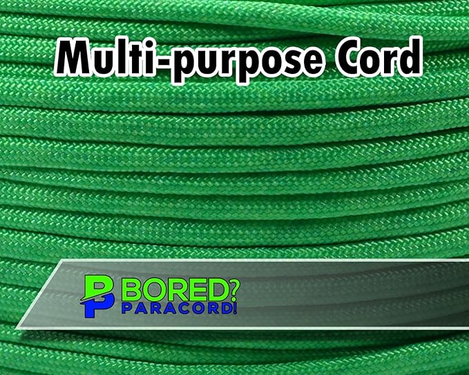 BORED? PARACORD! 550 lb Paracord - Ideal for Crafting, Camping, DIY Projects, Active & Military Outdoors - Strong Survival Rope - Tactical Parachute Cord Type III - Neon Green 50 Feet