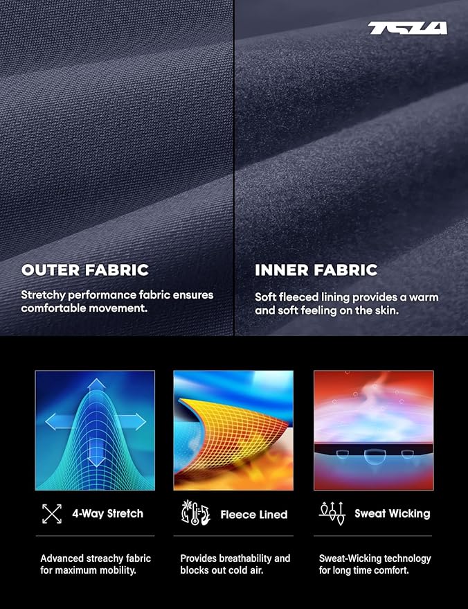 TSLA Men's Thermal Underwear Set, Microfiber Soft Fleece Lined Long Johns, Winter Warm Base Layer Top & Bottom