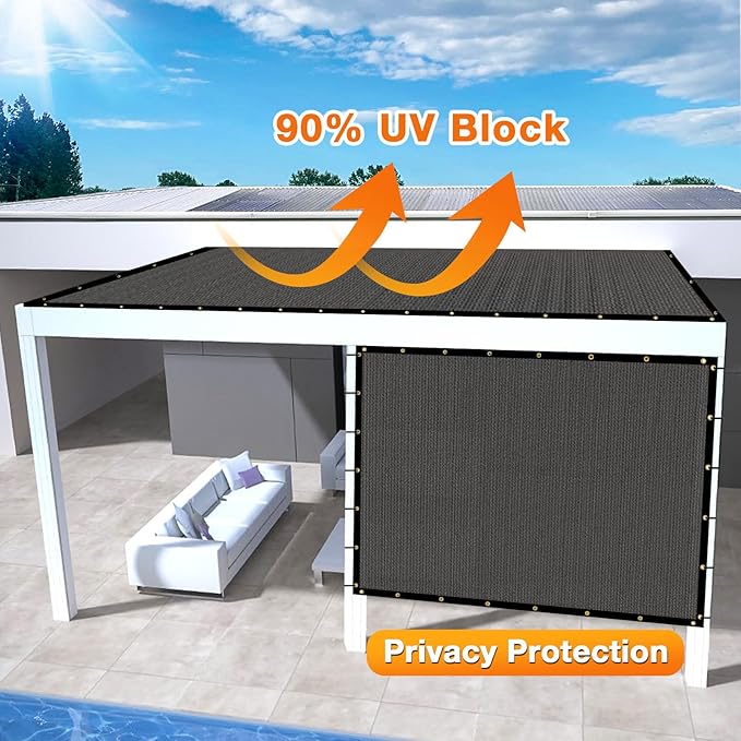 Artpuch Outdoor Pergola Shade Cover 4x10 FT Sun Shade Cloth with Grommets Dark Grey 90% UV Protection Canopy Patio Privacy Screen (Customized Available)