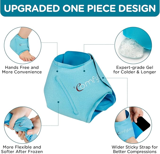 Comfytemp Ankle Ice Pack Wrap for Swelling, Plantar Fasciitis, Foot Pain Relief, Reusable Gel Cold Compression Ankle Brace for Injury, Achilles Tendonitis, Running Essential Gift for Men Women, 1 Pcs