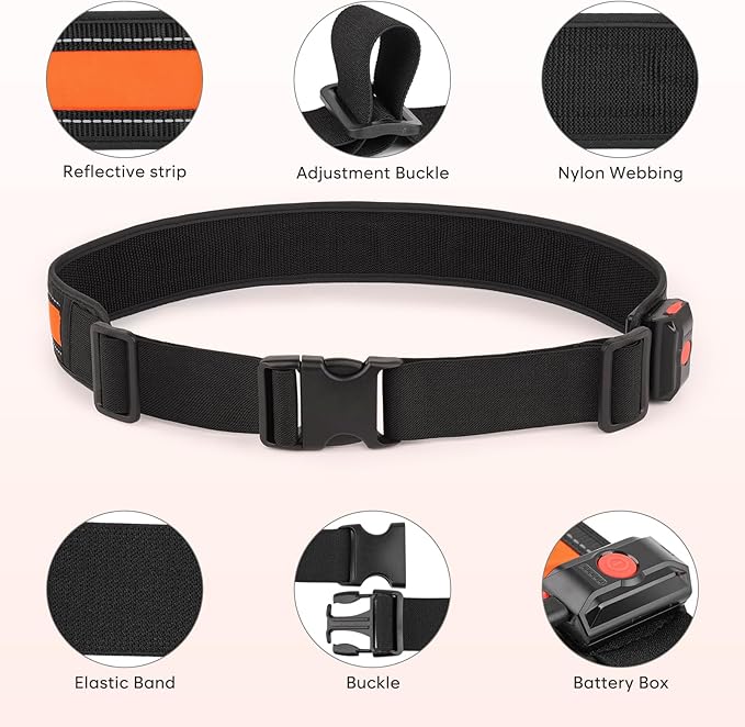 Illumifun LED Running Belt - USB Rechargeable Light Up Sash, High-Visibility Elastic Waistband Light for Running Cycling Hiking Camping Nighttime Activities