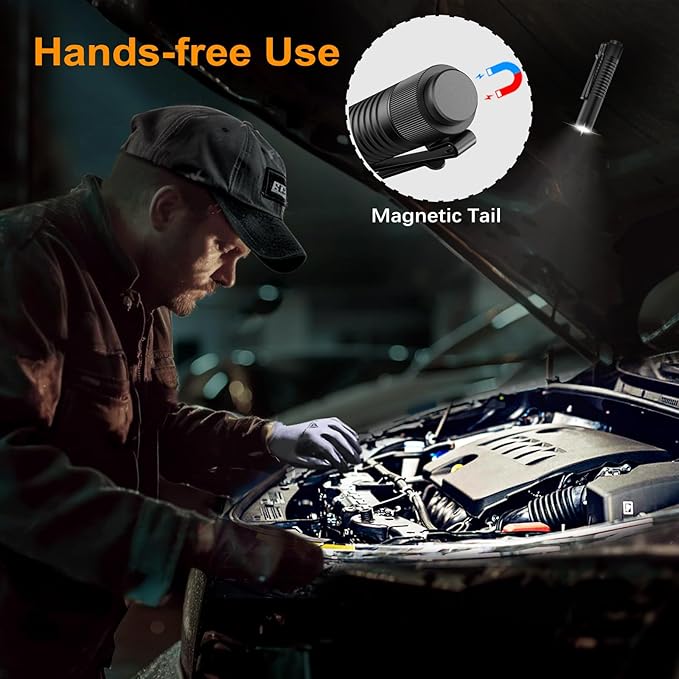 VTIGER T1A Mini Pocket EDC Flashlight with Clip,1300 Lumen Compact AA Rechargeable LED Little Flashlights, Super Bright Tail Switch Small Flash Light with Magnet for Camping,Hiking,Outdoor,Emergency