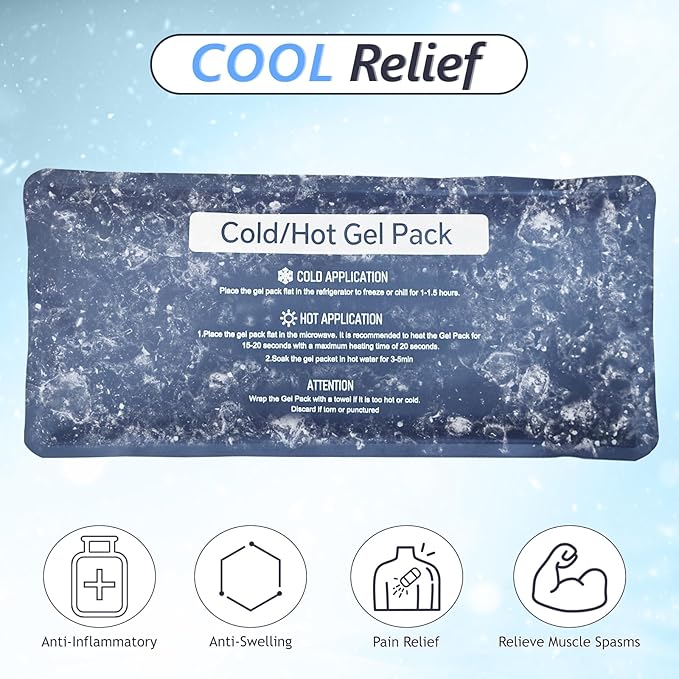 Hot & Cold Gel Packs for Pain Relief 4PCS 4x9 Inch Ice Packs Reusable Blue Cold Packs for Swelling, Bruises, Injuries, Surgery, Toothache (4 Pack)