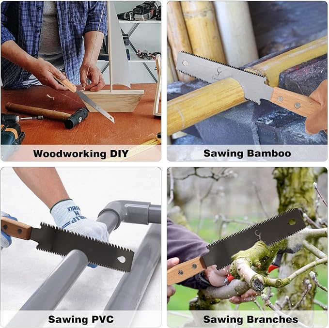 Japanese Hand Saw Woodworking Tools, SS SHOVAN Double Edged 11/17 TPI Flush Cut Saw, Wooden Handle Pull Saw Small Handsaw for Fine Cutting Wood