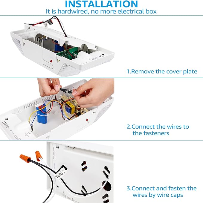 TORCHSTAR LED Emergency Lighting, Commercial Emergency Lights with Battery Backup, UL Listed, Two Square Heads, AC 120/277V, Hardwired Emergency Exit Light Fixtures for Business, Pack of 4