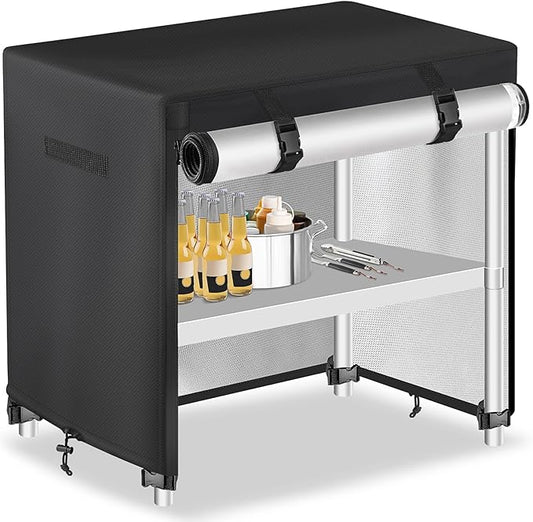 Outdoor Prep Table Cover with Split Zipper - Waterproof, Stainless Steel Metal - 42" L x 22" W x 35" H