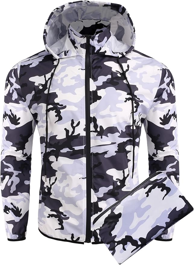 COOFANDY Men's Packable Rain Jacket Lightweight Waterproof Raincoat with Hood Travel Hiking Golf Windbreaker