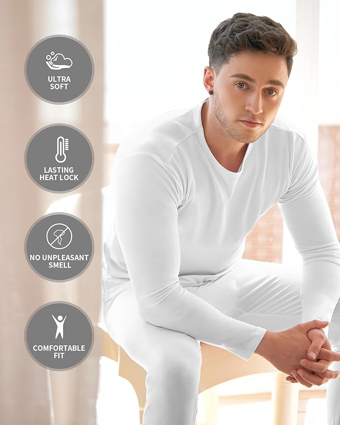 WEERTI Thermal Underwear for Men Long Johns with Fleece Lined, Base Layer Men Cold Weather Top Bottom