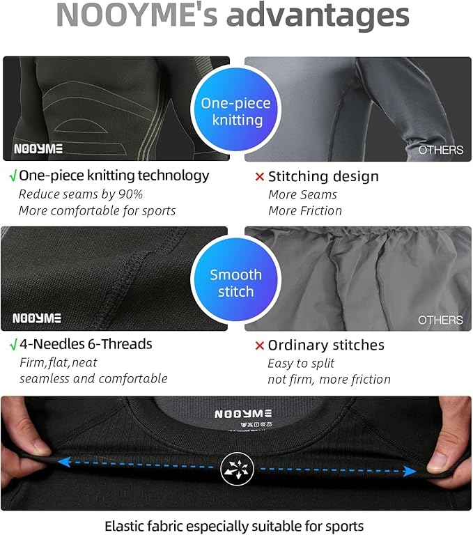 NOOYME Thermal Underwear Long Johns for Men - Long Underwear Base Layer for Cold Weather