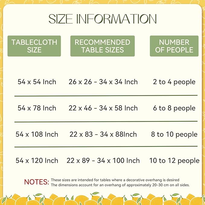 Romanstile Summer Rectangle Plastic Tablecloth, 100% Waterproof Oil-Proof Lemon PVC Table Cloth, Heavy Duty Vinyl Table Cover for Dining, Camping, Picnic, Outdoor - 54 x 108 Inch, Lemon