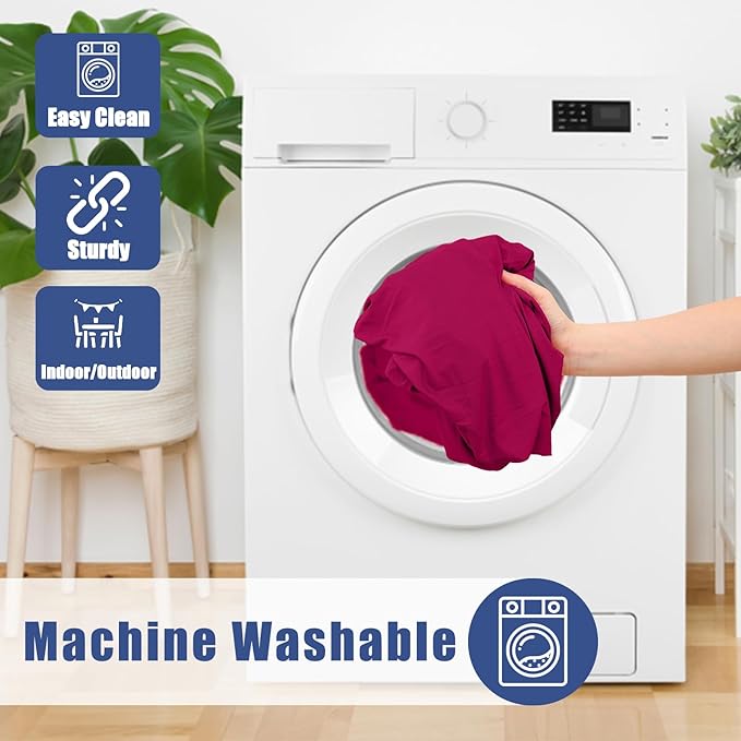 Spandex Picnic Table Cloth 2 Pack, Elastic Fitted Tablecloths for 8 Foot Rectangle Tables, Stretch Washable Patio Table Cover for Outdoor, Camping, Banquet and Parties (Fuchsia, 30"x96")