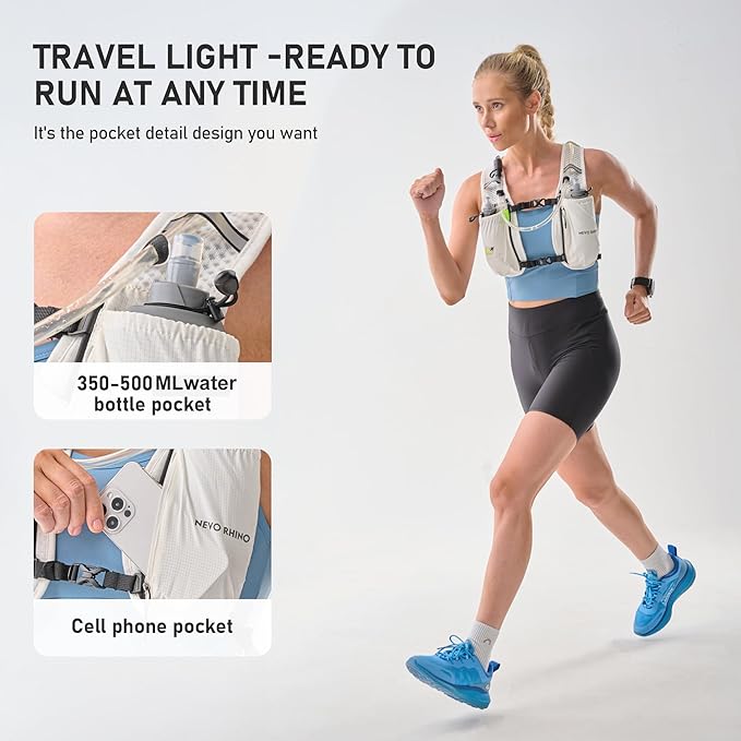 N NEVO RHINO Running Vest, Lightweight Hydration Vest, Insulated Water Backpack with 1.5L Water Bladder for Hiking, Trail, Running,Marathons,Cycling