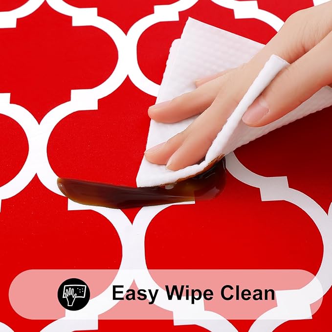 Smiry Rectangle Picnic Table Cover, Waterproof Elastic Fitted Camping Tablecloths for 4 Foot Tables, Wipeable Flannel Backed Vinyl Tablecloth Protector for Indoor, Outdoor (Red, 24x48 Inches)