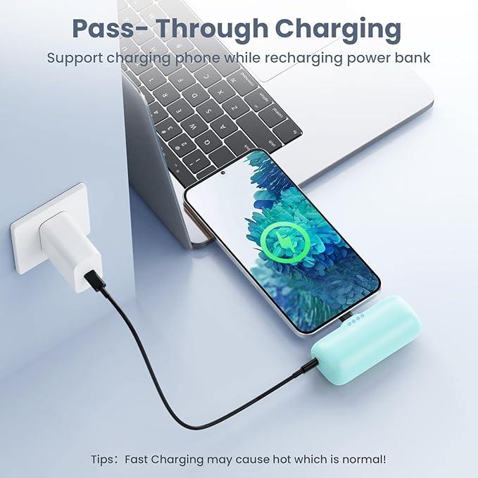 Mini Portable Charger for iPhone 16/15 Series,5200mAh 3A PD USB C Fast Charging Power Bank, Compact Cell Phone Battery Pack for iPhone 16/16Plus/15/15Pro Max,Galaxy,Android,Moto,iPad-Olive Green