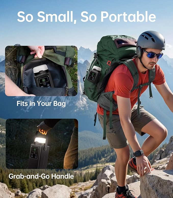 Camping Portable Power Station 198.4Wh, [4-Port Fast Charging] LiFePO4 Battery Power Bank Small Electric Generator with Detachable Light, 100W USB-C Output for Home Backup Outdoor Emergency