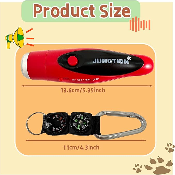 120dB Electronic Air Horn with Compass & Thermometer, Bear Horn to Scare Bears, Loud Air Horn for Safety Hiking Camping Emergency Self Defense, Electronic Whistle Bear Bells for Hiking (Red)