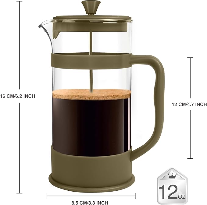 Utopia Kitchen 12 Ounce 0.35 Liter French Press Coffee Maker, Tea Maker, Travel Coffee Presses, Heat Resistant Thickened Borosilicate Coffee Pot for Camping Travel Gifts, Gold Pack of 1