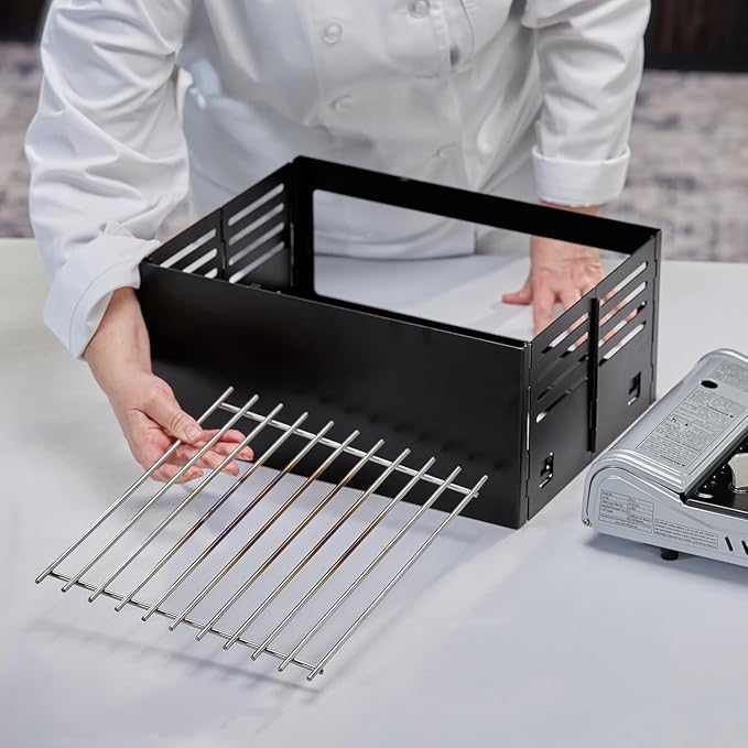 Butane Stove Cover, Universal Fit for Any Standard Size Camping Stoves, Premium Black Steel Collapsible Wind Guard for Easy Storage, Stove Wind Covers for Portable Cooking Stoves by Chef Master 90278