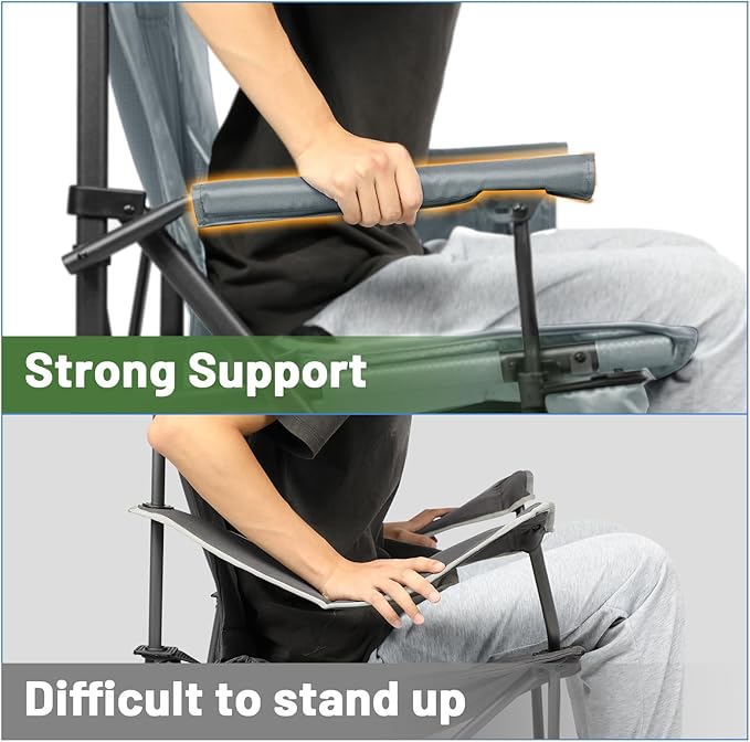 TIMBER RIDGE Oversized Folding Camping Chair High Back Heavy Duty for Adults Support up to 500lbs with Cup Holder, Side Pocket Cooler Bag 2 Pack