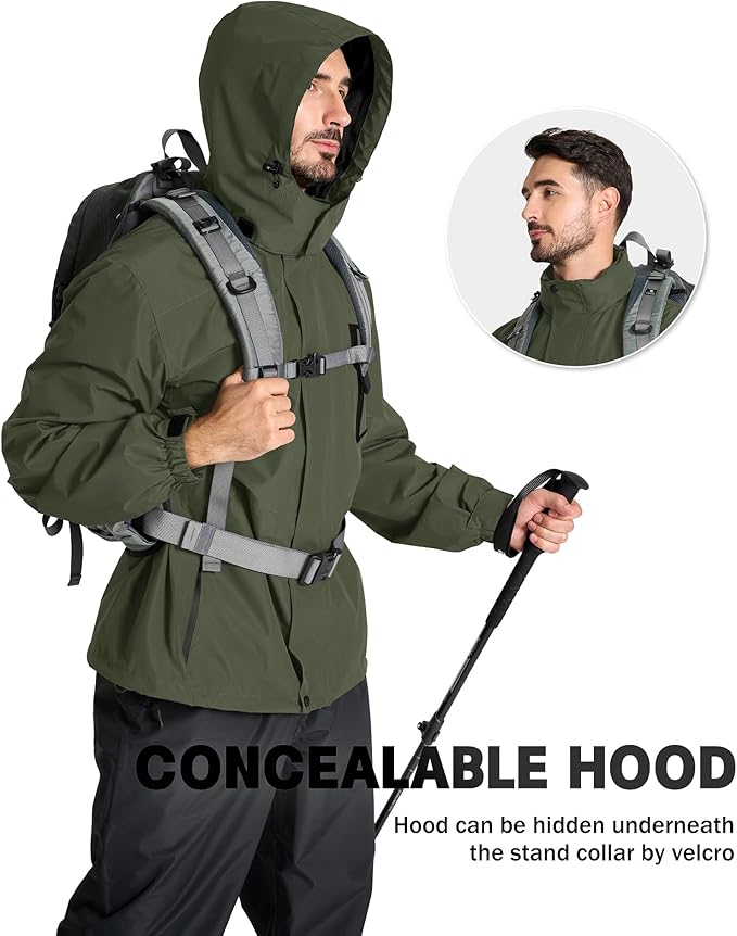 SWISSWELL Mens Rain Jackets Waterproof with Hood Men Windbreaker Jackets Lightweight Rain Coats for Golf Fishing Hiking