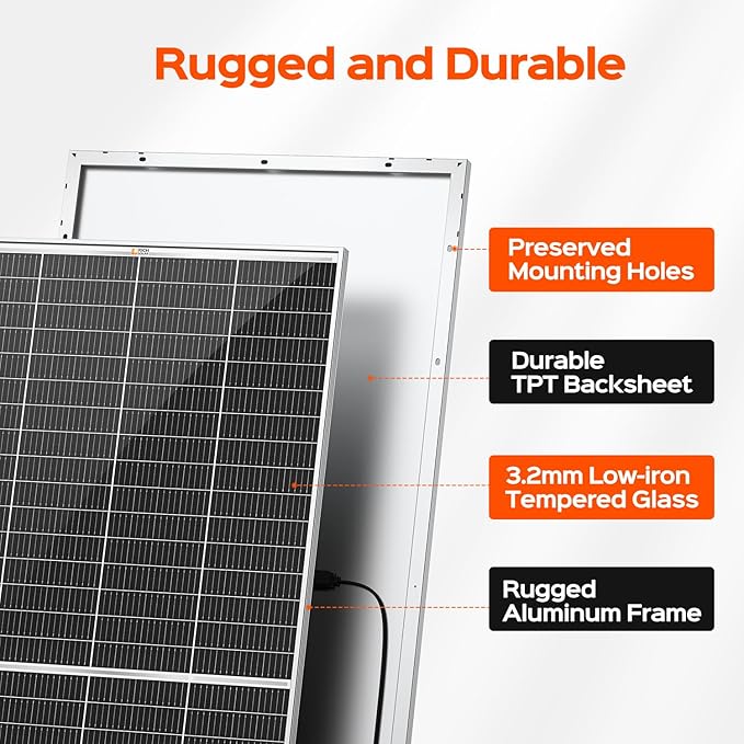 RICH SOLAR 250W 24V 16BB Cell Monocrystalline Solar Panel High Efficiency UL Certified Solar Module for RV Trailer Camper Marine Off-Grid