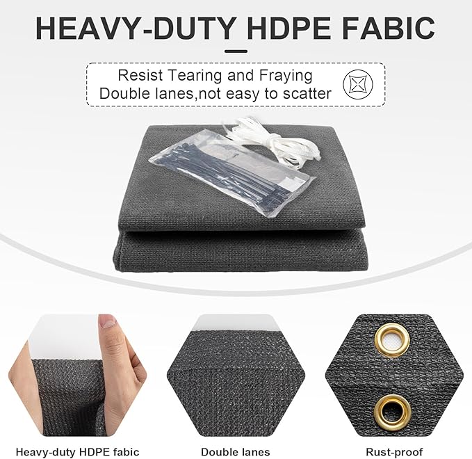 Cool Area Sun Shade Cloth with Grommets 6×9 FT Shade Panel Shade Tarp Screen Fabic for Outdoor Patio Pergola Cover Deck Garden, Dark Grey (Customized)