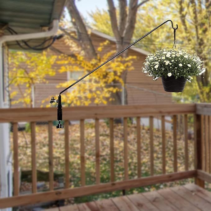 Ashman Deck Hook (1 Pack, 49-Inch Deck Hook), Double Forged Solid Metal Single Piece Rod, Ideal for Bird Feeders, Plant Hangers, Coconut Shell Hanging Baskets, and Lanterns.