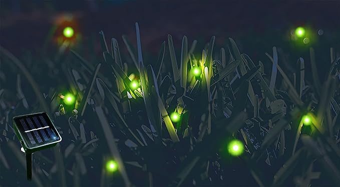 Solar Powered Firefly Lights, 9 LED Automated Pulsating String Chasing Firefly Lights Lantern Solar Outdoor Waterproof (2 Pack)