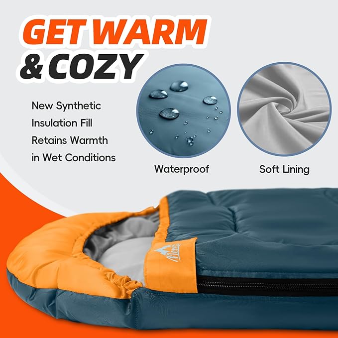 MEREZA Sleeping Bags XL for Adults Cold Weather Mens Large Wide Sleeping Bag for Big and Tall Girls Boys with Compression Sack for Camping Backpacking Warm & Cool Weather
